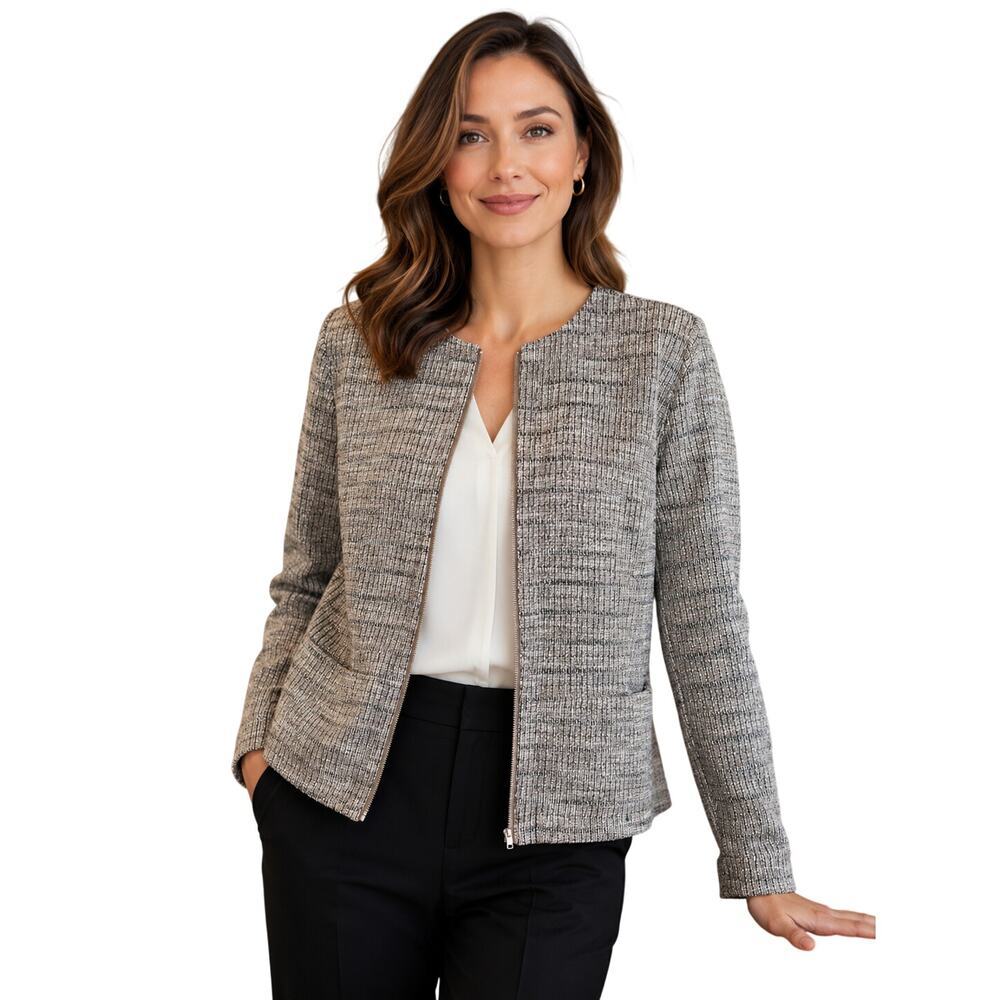 NWT RAFEALLA Twill XL pocket full zip shaket blazer neurtal tan career business